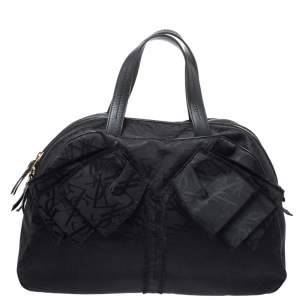 Yves Saint Laurent Black Nylon and Leather Duffle Bag