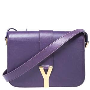 مملوكة مسبقًا Saint Laurent Paris Purple Leather Ligne Y Charm Crossbody Bag 