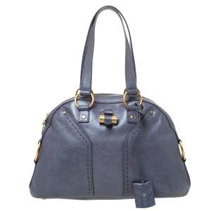 Saint Laurent Metallic Grey Leather Muse Satchel