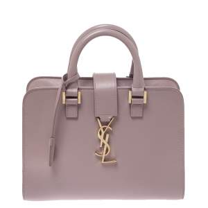 Pre Owned Saint Laurent Mauve Leather Baby Monogram Cabas Tote