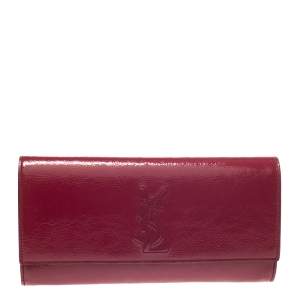 Pre Owned Saint Laurent Dark Pink Patent Leather  Belle De Jour Clutch