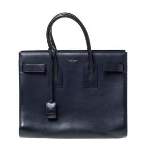 Pre Owned Saint Laurent Midnight Blue Leather Large Classic Sac De Jour Tote