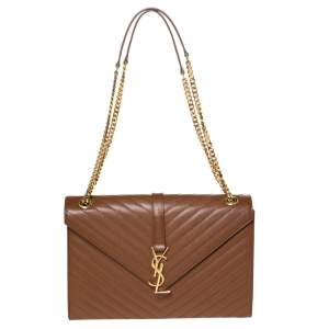 مملوكة مسبقًا Saint Laurent Tan Matelasse Leather Large Cassandre Flap Bag