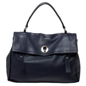 Pre Owned Saint Laurent Violet Leather and Fabric Large Muse Two Bag