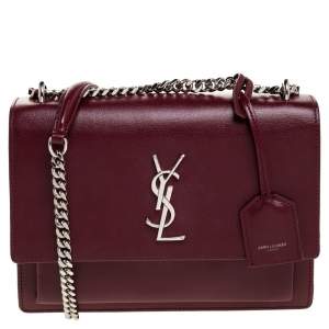 Pre Owned Saint Laurent Red Leather Medium Sunset Shoulder Bag