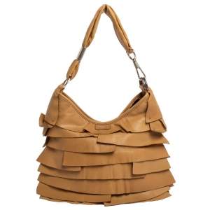 Pre Owned Yves Saint Laurent Beige Leather St. Tropez Hobo