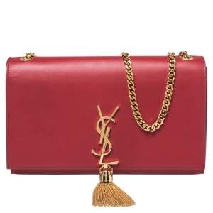 Saint Laurent Red Leather Medium Kate Tassel Shoulder Bag