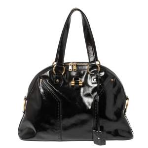 Pre Owned Yves Saint Laurent Black Patent Leather Large Muse Bag