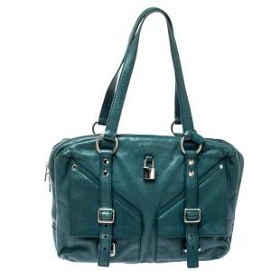 Pre Owned Yves Saint Laurent Dark Green Leather Lover Bag