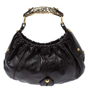 Pre Owned Yves Saint Laurent Dark Brown Leather Vincennes Mombasa Hobo