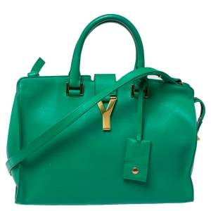مملوكة مسبقًا Saint Laurent Green Leather Small Cabas Y-Ligne Tote