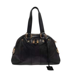 Pre Owned Yves Saint Laurent Black Leather Medium Muse Satchel