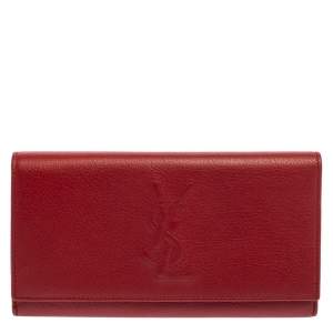 Pre Owned Yves Saint Laurent Red Leather Belle De Jour Clutch