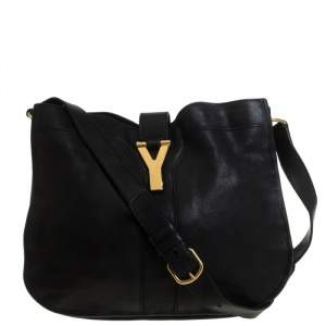 Pre Owned Yves Saint Laurent Black Leather Cabas Y-Ligne Shoulder Bag