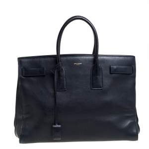 Pre Owned Saint Laurent Navy Blue Leather Large Classic Sac De Jour Tote