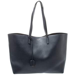 Pre Owned Saint Laurent Midnight Blue Leather E/W Shopper Tote
