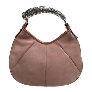 Pre Owned Yves Saint Laurent Blush Pink Suede Mombasa Hobo