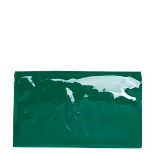 Pre Owned Yves Saint Laurent Green Patent Leather Belle De Jour Clutch