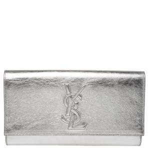 Pre Owned Yves Saint Laurent Silver Leather Belle De Jour Clutch