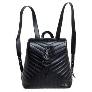 Saint Laurent Black Y Quilted Leather Loulou Backpack