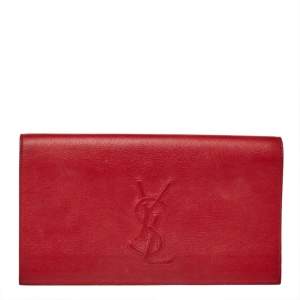 Pre Owned Yves Saint Laurent Red Leather Belle De Jour Clutch