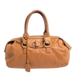 Pre Owned Yves Saint Laurent Caramel Brown Leather Muse Bowler Bag
