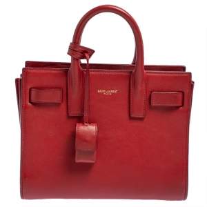 مملوكة مسبقًا Saint Laurent Red Leather Nano Classic Sac De Jour Tote