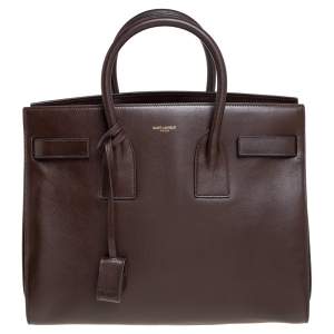 Pre Owned Saint Laurent Brown Leather Small Classic Sac De Jour Tote