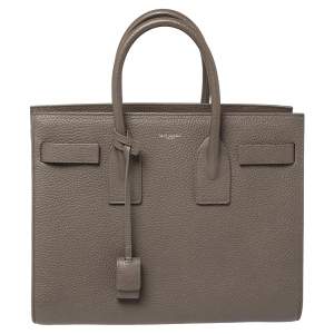 Pre Owned Saint Laurent Grey Leather Small Classic Sac De Jour Tote