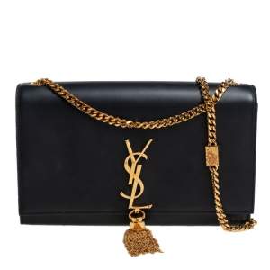 مملوكة مسبقًا Saint Laurent Black Leather Medium Kate Tassel Shoulder Bag