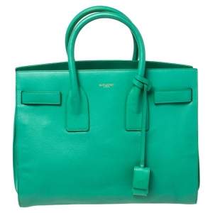 حقيبة يد توتس سان لوران باريس ساك دي جور جلد أخضر كلاسيك صغيرة