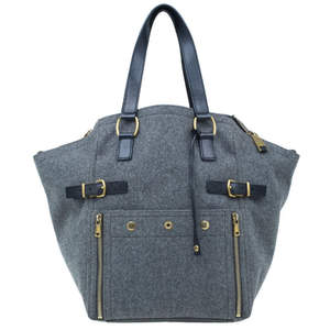 Pre Owned Yves Saint Laurent Grey Felt Downtown Luggage Tote