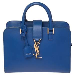 مملوكة مسبقًا Saint Laurent Royal Blue Leather Baby Monogram Cabas Tote