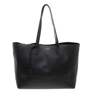 Pre Owned Saint Laurent Black Leather E/W Shopping Tote
