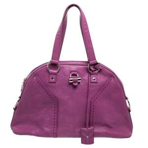 Pre Owned Saint Laurent Purple Leather Medium Muse Satchel