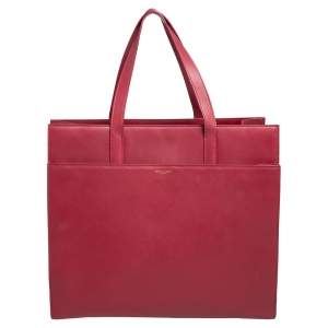 مملوكة مسبقًا حقيبة يد توتس سان لوران جلد أحمر بجيب أمامي