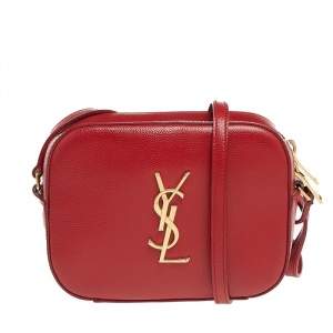 مملوكة مسبقًا Saint Laurent Red Leather Camera De Poudre Crossbody Bag