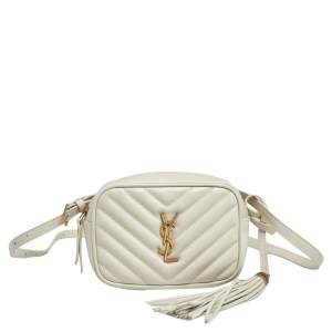 Saint Laurent White Leather Monogram Loulou Belt Bag