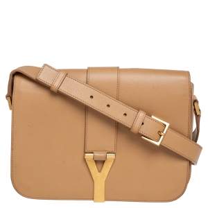 Saint Laurent Beige Leather Medium Chyc Flap Shoulder Bag