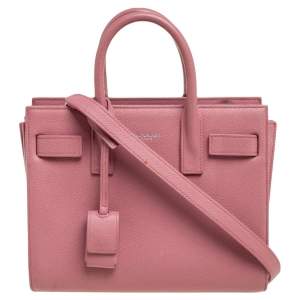 Pre Owned Saint Laurent Rose Pink Leather Nano Classic Sac De Jour Tote