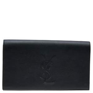 Pre Owned Yves Saint Laurent Black Leather Belle De Jour Flap Clutch