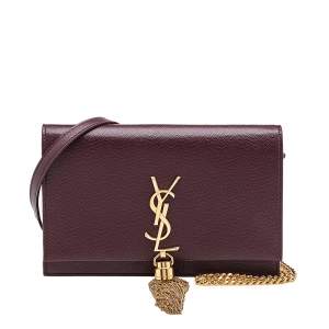 مملوكة مسبقًا Saint Laurent Burgundy Leather Small Kate Tassel Shoulder Bag