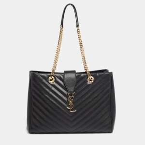 Pre Owned حقيبة يد شوبر سان لوران كاسندر جلد متيلاس سوداء 