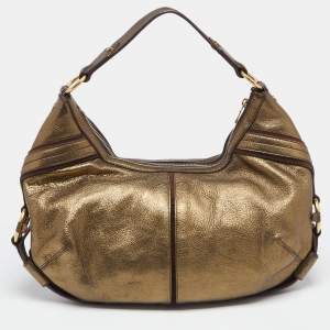 Yves Saint Laurent Metallic Bronze Leather Hobo