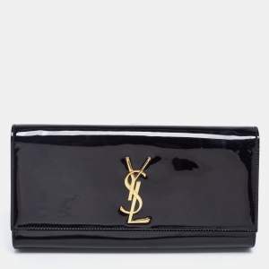 مملوكة مسبقًا Saint Laurent Black Patent Leather Kate Clutch