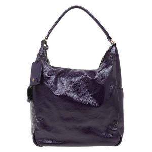 Pre Owned Saint Laurent Paris Purple Patent Leather Multy Hobo