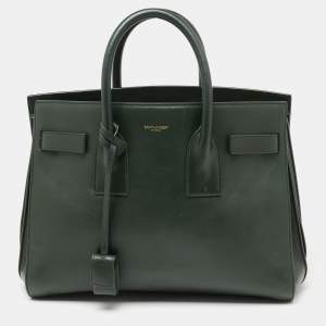 مملوكة مسبقًا Saint Laurent Emerald Green Leather Small Sac De Jour Tote