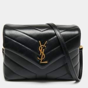 Pre Owned Saint Laurent Black Quilted Leather Toy Loulou Crossbody Bag