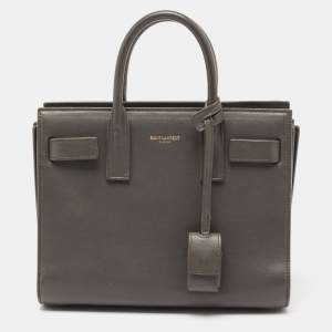 مملوكة مسبقًا حقيبة يد سان لوران نانو كلاسيك ساك دو جور جلد رصاصي