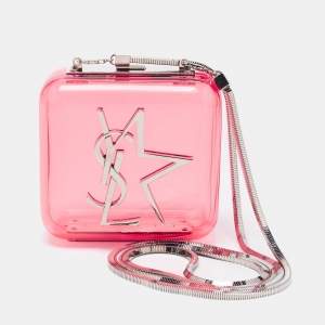 Saint Laurent Pink Plexiglass Etoile Cubic Minaudiere Clutch